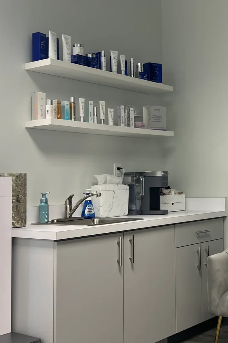 Product shelves at Mafi Plastic Surgery in Fresno